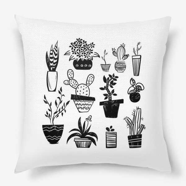 Подушка «Стилизованное изображение комнатных растений.»