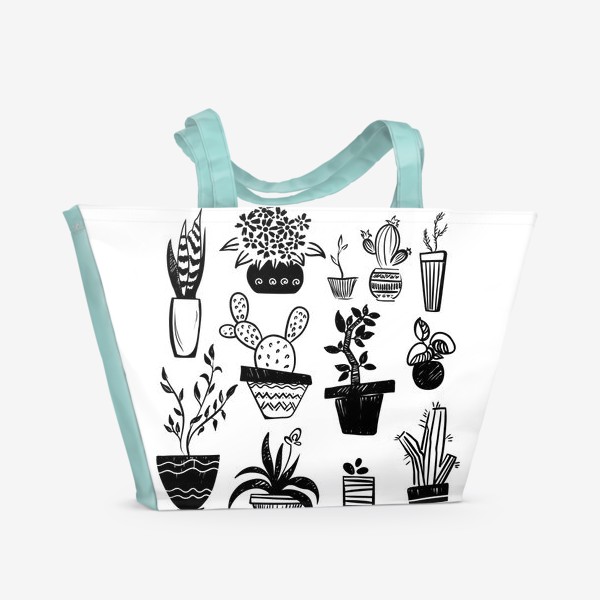 Пляжная сумка &laquo;Стилизованное изображение комнатных растений.&raquo;