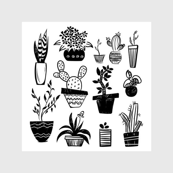 Шторы «Стилизованное изображение комнатных растений.»