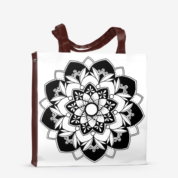 Сумка-шоппер «Мандала цветок. черно-белая»