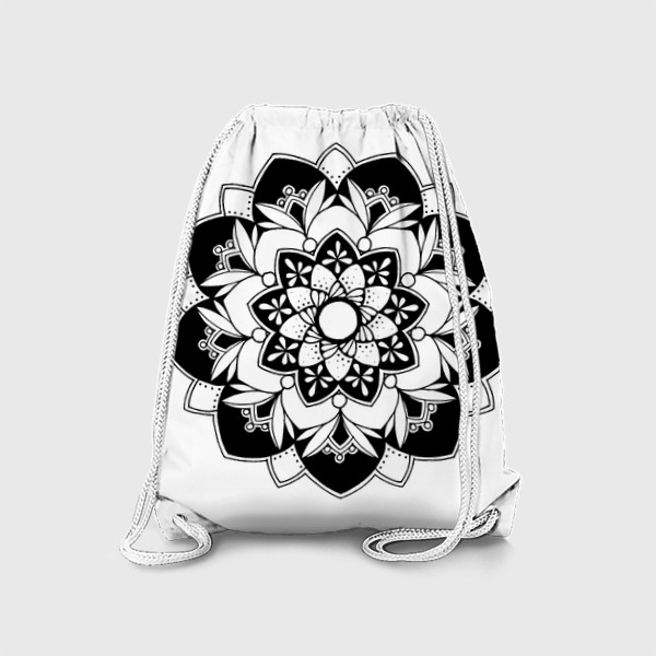 Рюкзак «Мандала цветок. черно-белая»