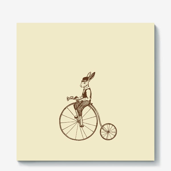 Холст «Кролик на велосипеде»