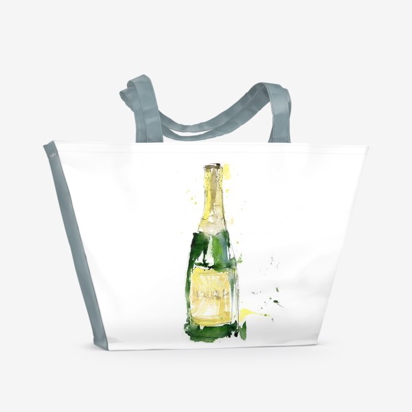 Пляжная сумка «Бутылка шампанского в стиле журнальной иллюстрации »