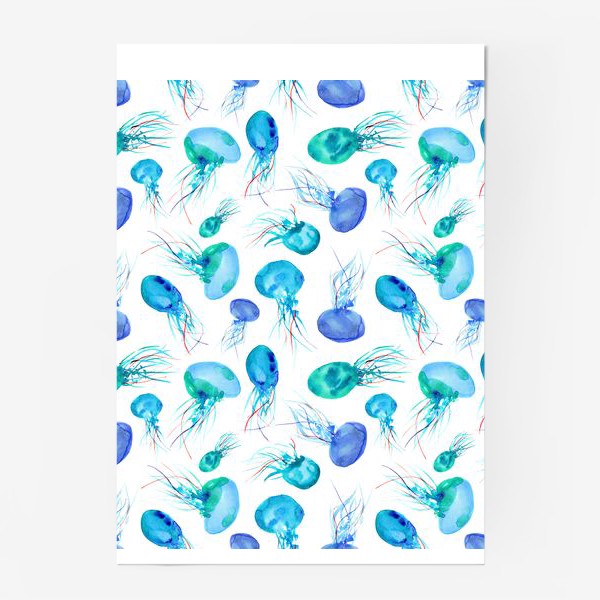 Постер «Бирюзовые медузы || акварель»