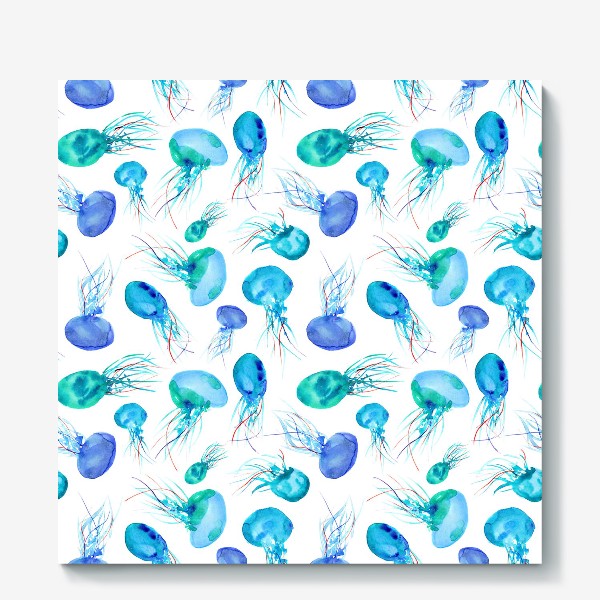 Холст «Бирюзовые медузы || акварель»