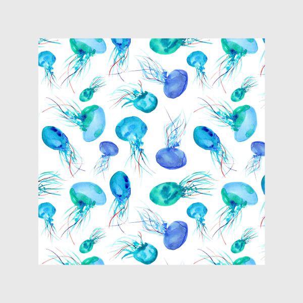 Шторы «Бирюзовые медузы || акварель»