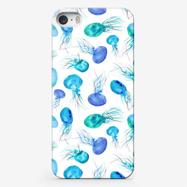 Чехол iPhone «Бирюзовые медузы || акварель»