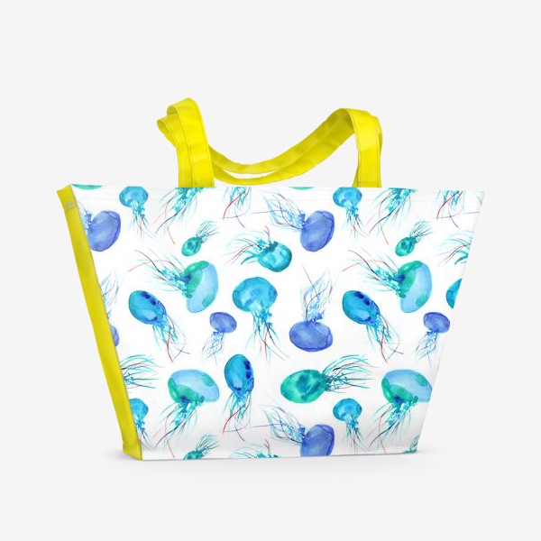 Пляжная сумка &laquo;Бирюзовые медузы || акварель&raquo;