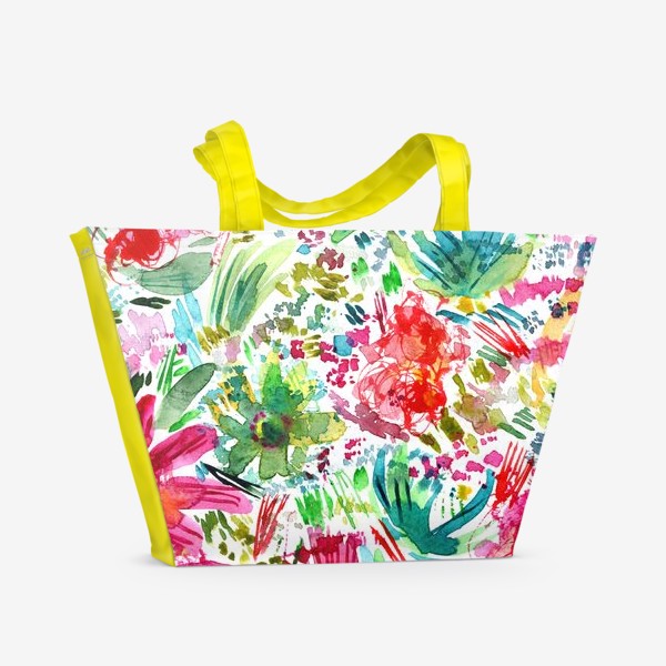 Пляжная сумка «Цветочный бум || акварель»