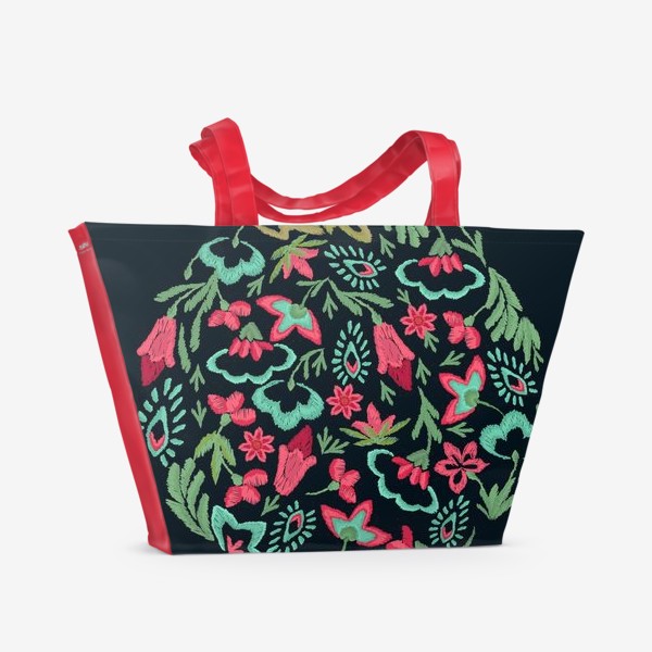 Пляжная сумка «вышитые цветы»