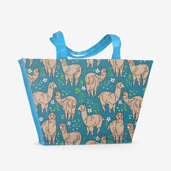 Пляжная сумка «Паттерн с альпаками»