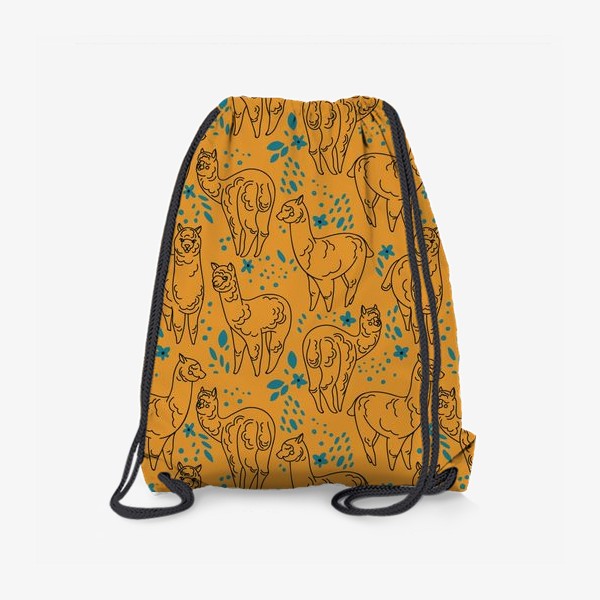 Рюкзак «Паттерн с альпаками в желтом цвете»