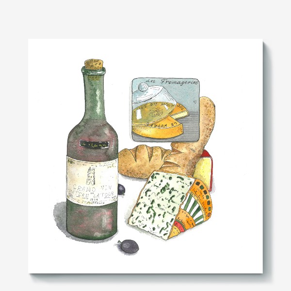 Холст «Сыр и вино прованс»