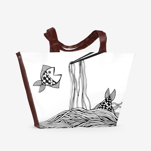 Пляжная сумка «Рыбки в лапше.»