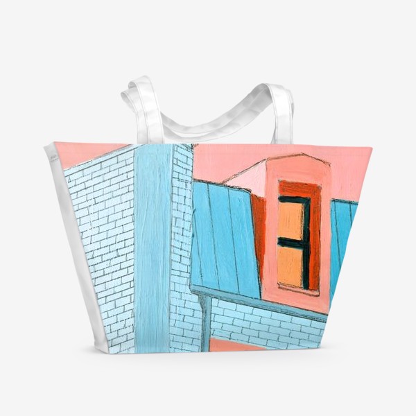 Пляжная сумка &laquo;Голубой дом и Розовое небо&raquo;