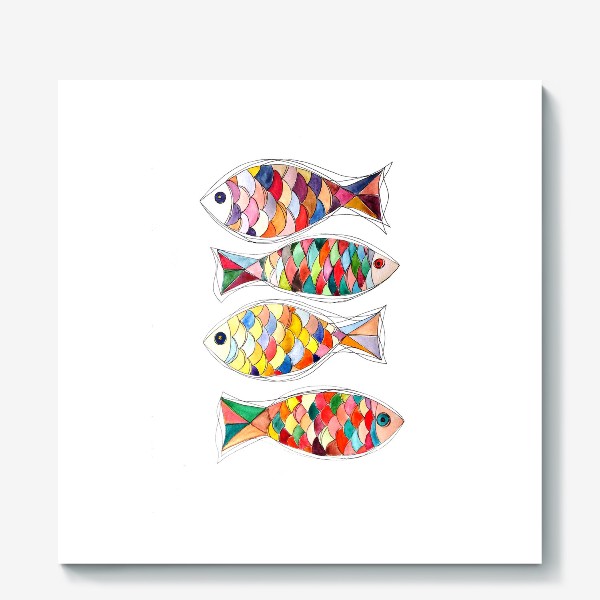 Холст «четыре  рыбы»