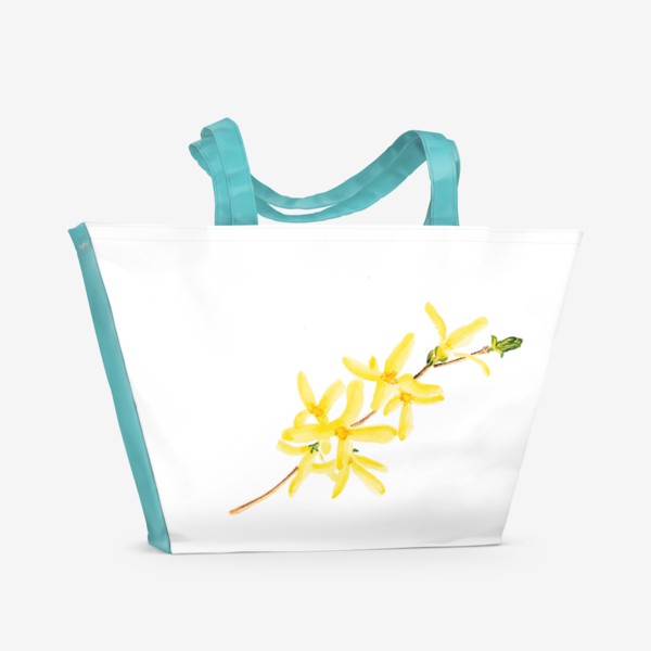 Пляжная сумка «Весенние цветы. Форзиция.»