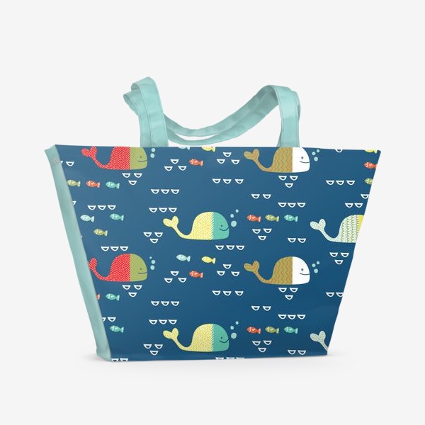 Пляжная сумка «Паттерн с китами»