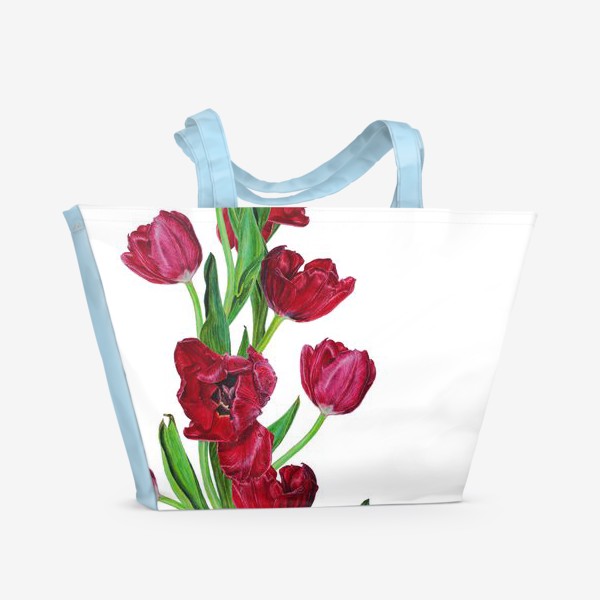Пляжная сумка &laquo;Красные тюльпаны&raquo;