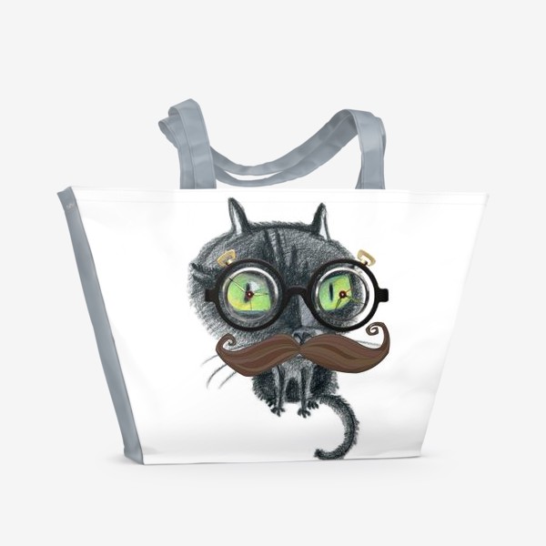 Пляжная сумка «Сумасшедший профессор-кот»