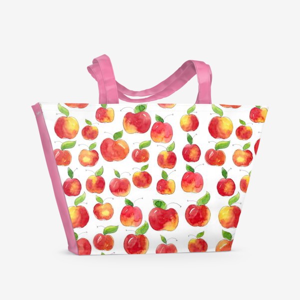 Пляжная сумка &laquo;Паттерн с красными яблоками Apple pattern&raquo;