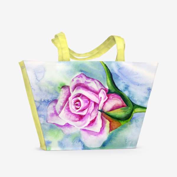 Пляжная сумка «роза акварелью»
