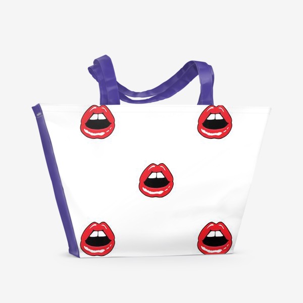 Пляжная сумка &laquo;Красные губы. Fashion pattern&raquo;