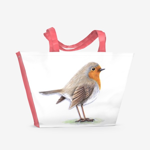 Пляжная сумка «Птица малиновка (Зарянка)»