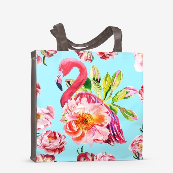 Сумка-шоппер «Цветочный узор с фламинго»