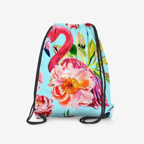Рюкзак «Цветочный узор с фламинго»