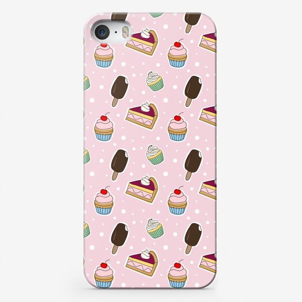 Чехол iPhone «Мороженое. Пирожное. Торт. Капкейк. Паттерн. »
