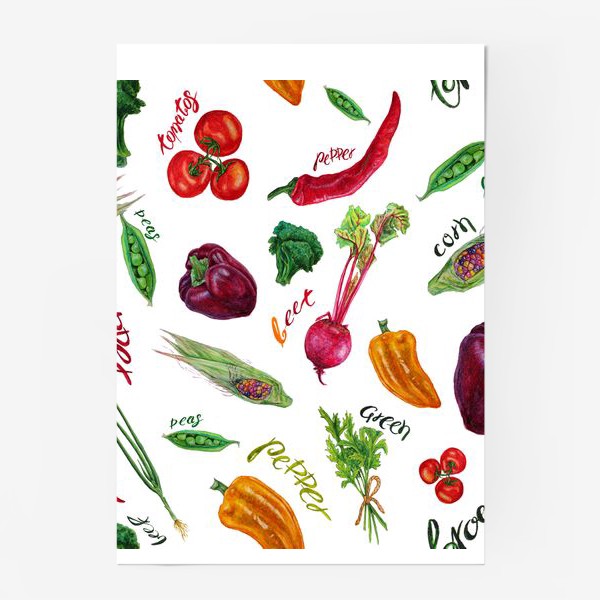 Постер «Акварельные овощи»