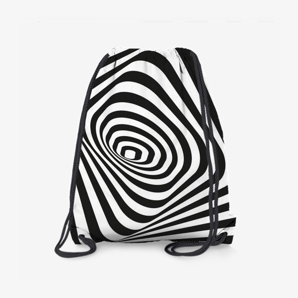 Рюкзак «Абстрактный оптический узор из черно-белых полосок.»
