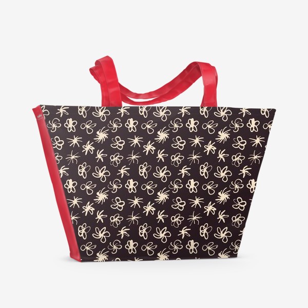 Пляжная сумка &laquo;Абстрактный паттерн, бежевые цветы.&raquo;