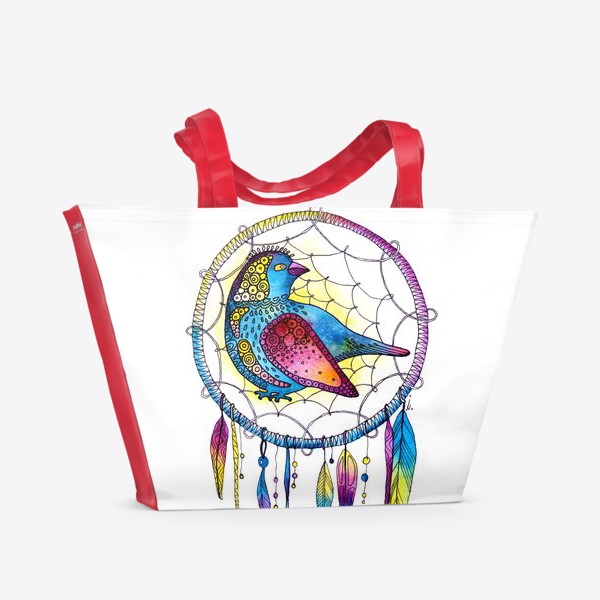 Пляжная сумка «Ловец снов с птицей»