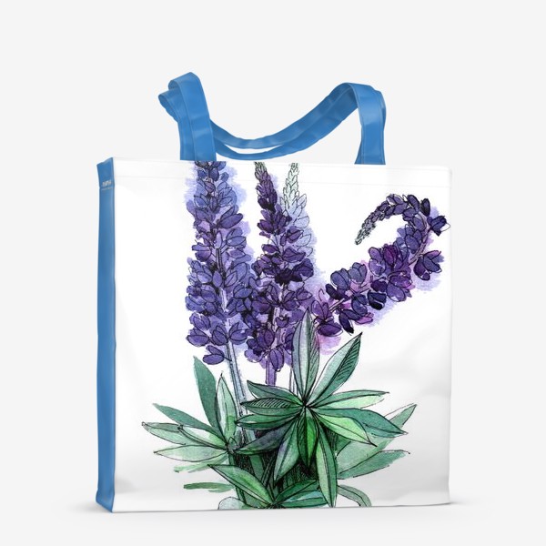 Сумка-шоппер «Люпины, полевые цветы акварелью»