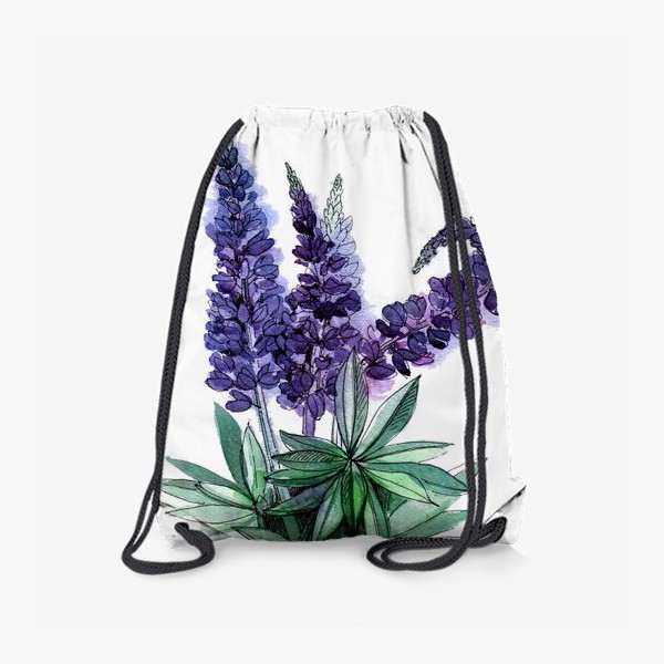 Рюкзак «Люпины, полевые цветы акварелью»