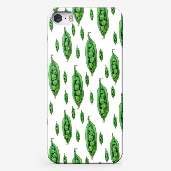 Чехол iPhone &laquo;Зеленый горошек в стручках, акварельные овощи&raquo;
