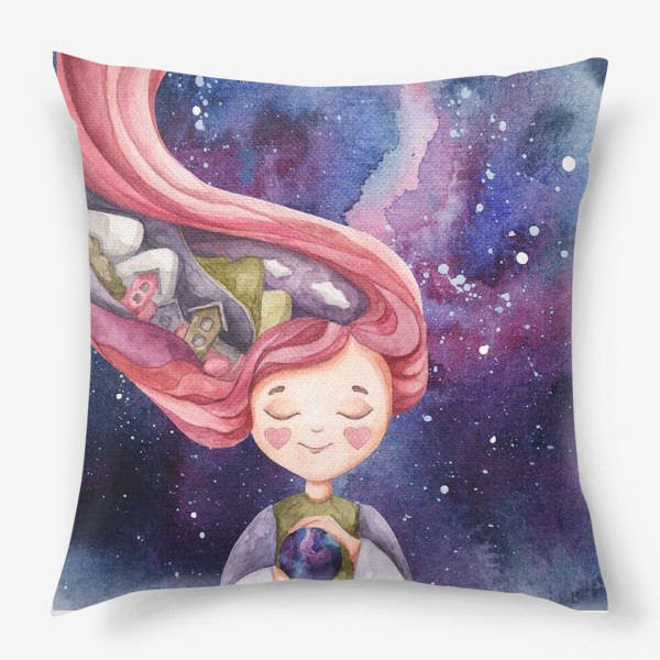 Подушка «девочка и космос»