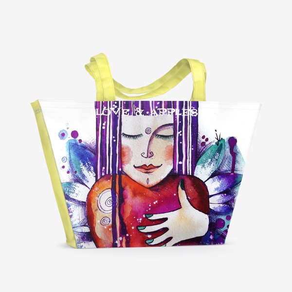 Пляжная сумка «Девушка, любовь и яблоко»