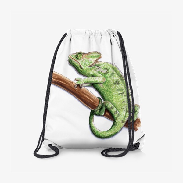 Рюкзак «Зеленый хамелеон на ветке»