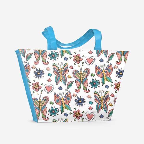 Пляжная сумка «Бабочки - цветочки»