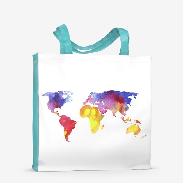 Сумка-шоппер «Разноцветная карта мира на белом фоне»