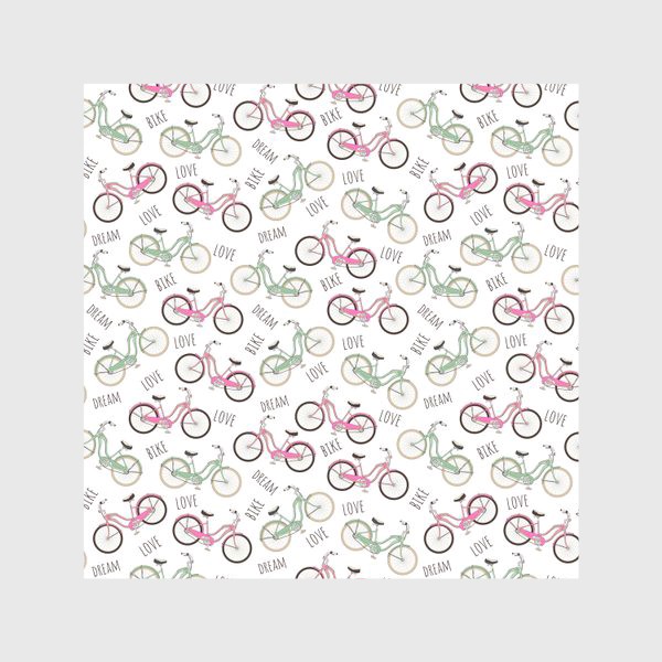 Скатерть «Мятные и розовые ретро-велосипеды»