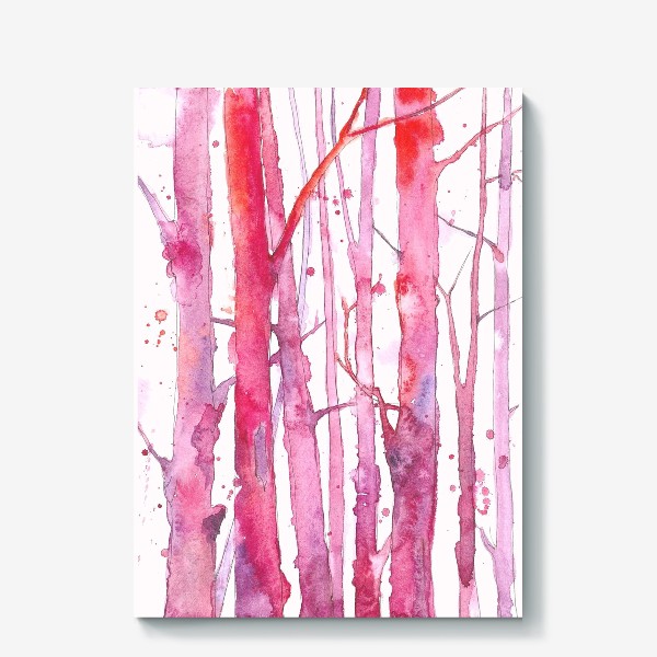Холст «Розовый лес, Лес, Деревья»