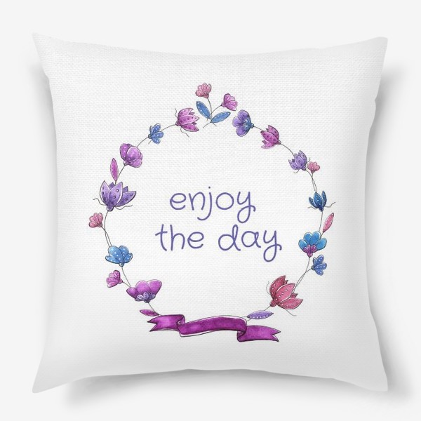 Подушка «Цветочный венок Enjoy the day»