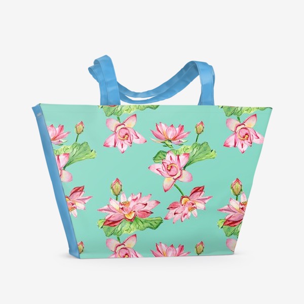 Пляжная сумка «Цветочный узор с лотосами»