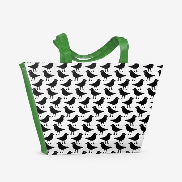 Пляжная сумка «Черно-белые птички»
