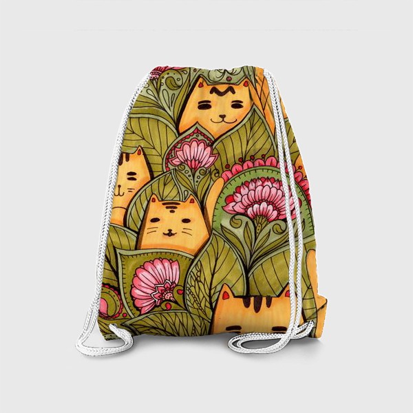 Рюкзак «Коты и цветы»