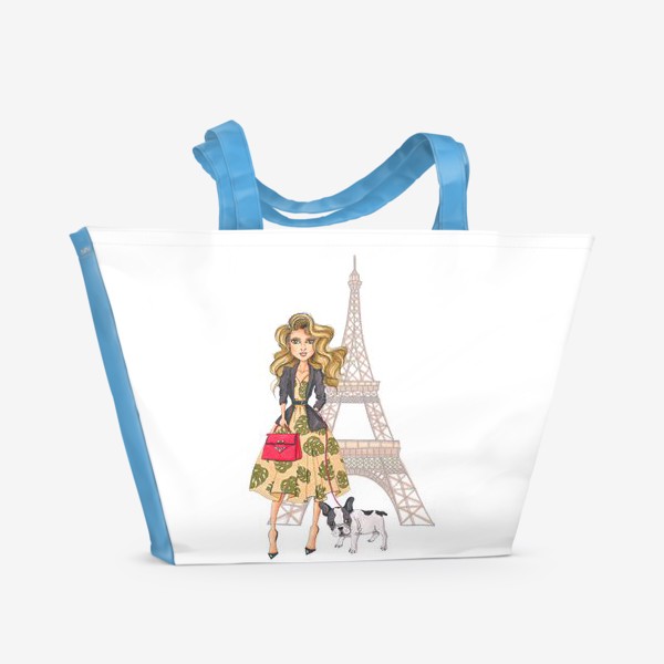 Пляжная сумка «Девушка в Париже»